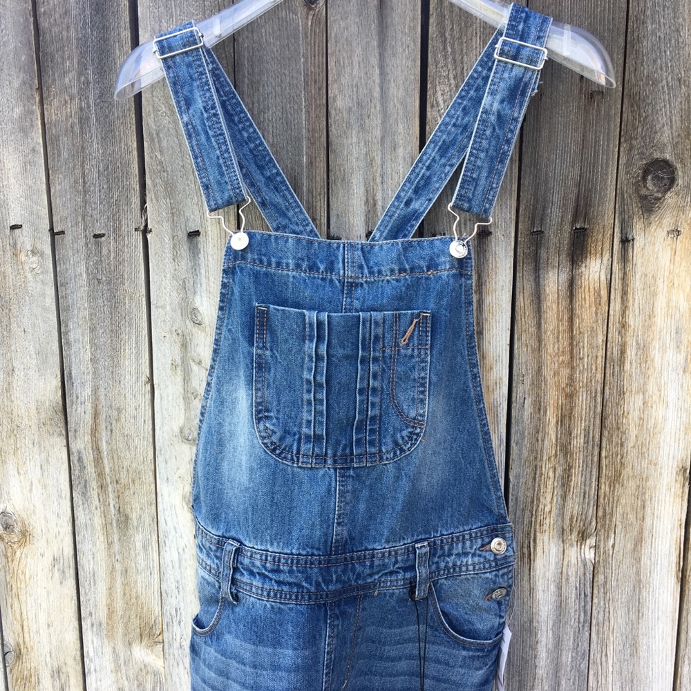 NWT Kensie Distressed Denim Overalls Blue 6 - Picture 2 of 8
